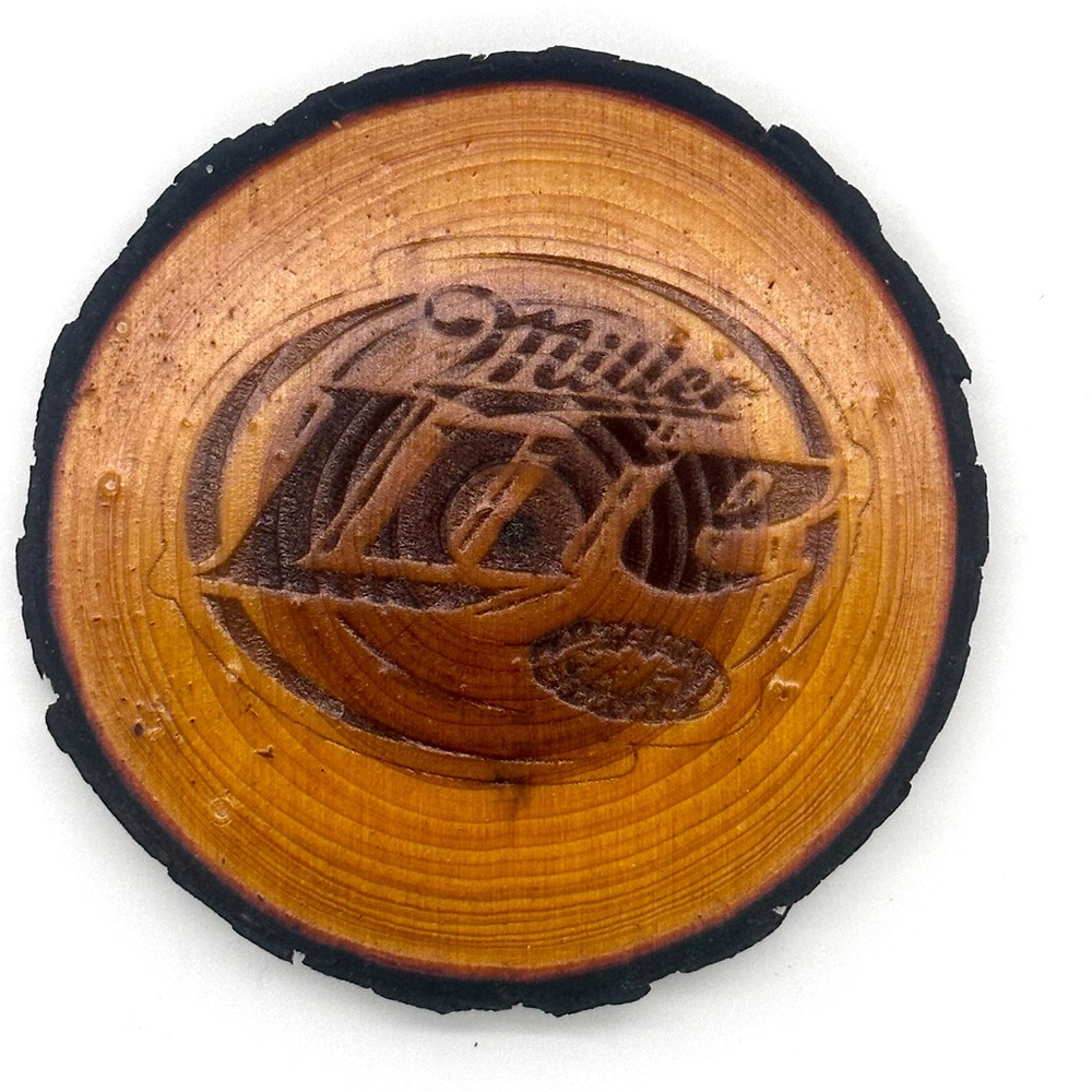 Custom Engraved Miller Lite Wooden Coaster Polyurethaned!